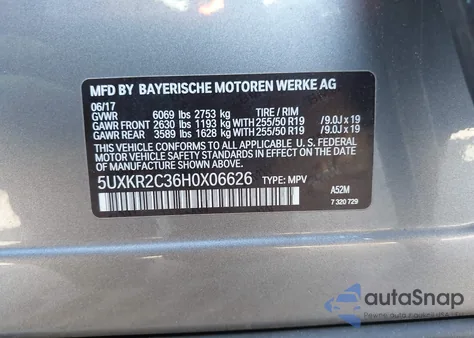 2017 BMW X5 Sdrive35I from USA, damaged, VIN 5UXKR2C36H0X06626